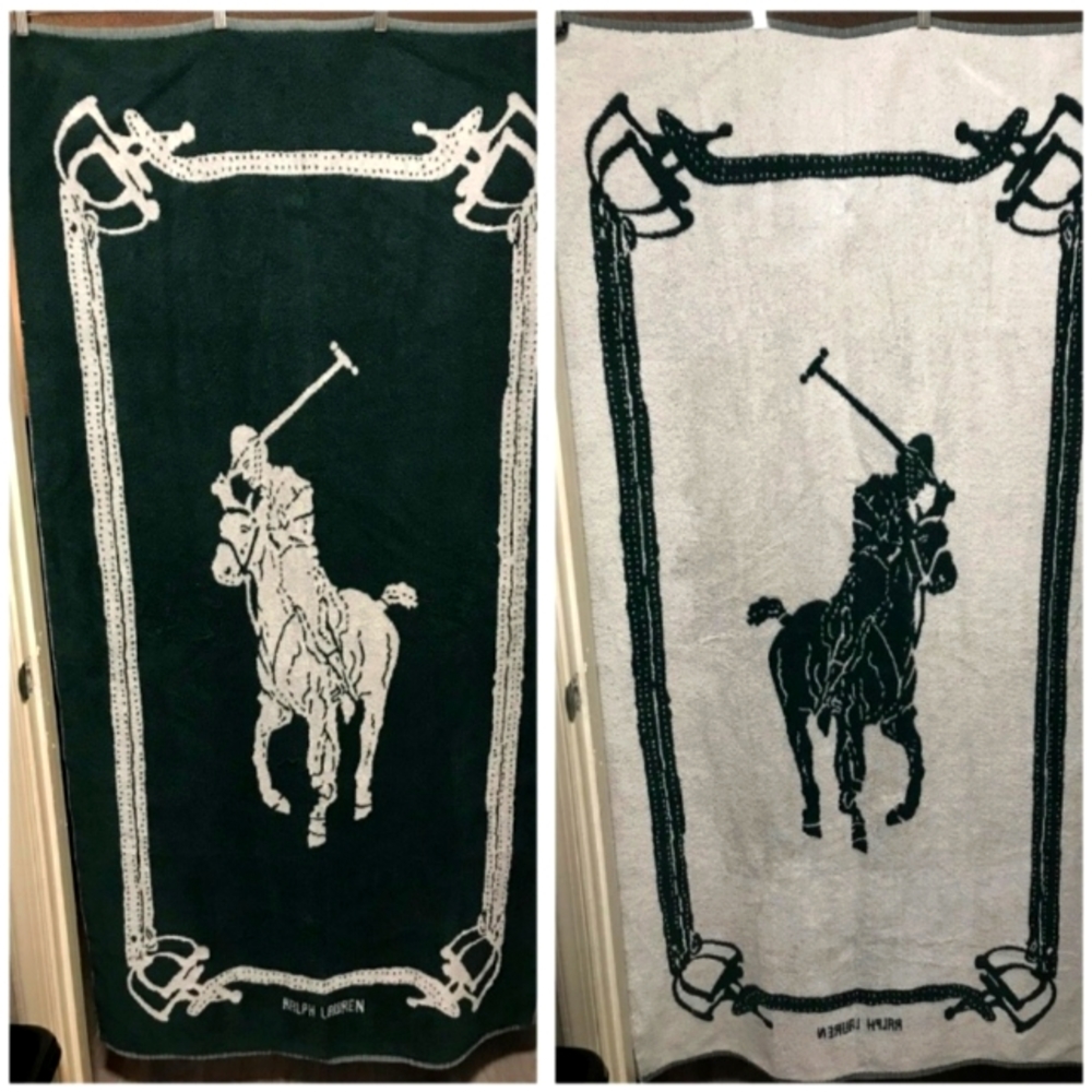 Classic Polo Ralph Lauren Hunter Green/White PoloPlayer, Equestrian Beach Towel